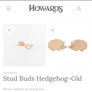Howard’s Stud Buds Gold (Zinc) Hedgehog Earrings